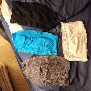 SO Lace Bandeau Set - Black, Blue, White, Gray